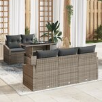 vidaXL Ensemble de canapé de jardin 6 pièces avec coussins gris en rotin poly