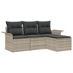 Ensemble de Canapé de Jardin vidaXL 4 Pièces avec Coussins Gris Clair Rotin Poly