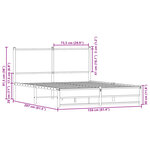 vidaXL Cadre de lit en métal sans matelas chêne fumé 150x200 cm