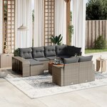 vidaXL Salon de jardin 11 Pièces avec coussins gris résine tressée