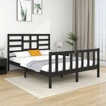 vidaXL Cadre de lit sans matelas noir bois massif 140x190 cm