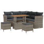 Ensemble de canapé de jardin vidaXL 8 pièces avec coussins gris  rotin en polyéthylène acacia
