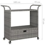 vidaXL Chariot de bar avec tiroir Gris 100x45x97 cm Résine tressée