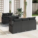 Ensemble de Canapés de Jardin de 6 Pièces avec Coussins en Noir Rattan Poly
