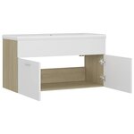 vidaXL Armoire d'évier et lavabo intégré Blanc et chêne sonoma