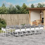 vidaXL Ensemble à manger de jardin avec coussins 17Pièces blanc textilène