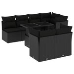 vidaXL Salon de jardin 8 Pièces avec coussins noir résine tressée