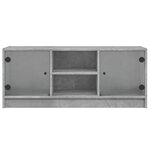 vidaXL Meuble TV avec portes en verre gris béton 102x37x42 cm