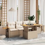 vidaXL Salon de jardin avec coussins 5 Pièces beige résine tressée