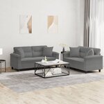 vidaXL Ensemble de canapés 2 Pièces coussins Gris foncé Tissu microfibre