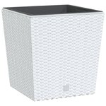 vidaXL Jardinière et intérieur amovible blanc 21 /32 L rotin PP