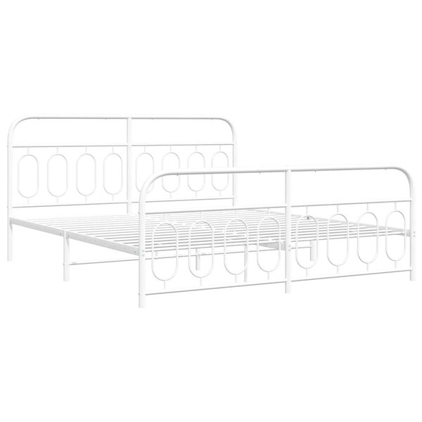 vidaXL Cadre de lit métal avec tête de lit/pied de lit blanc 183x213cm