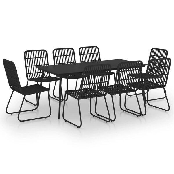 vidaXL Ensemble à manger d'extérieur 9 Pièces résine tressée et verre
