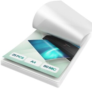 ACROPAQ 25 Feuilles plastifieuses A4 - 80 mic  Avec 25 pochettes  Brillantes  Qualité supérieure  Coins arrondis