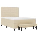 vidaXL Lit Box Spring avec Matelas & Banc Crème 140x190 cm Tissu