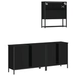vidaXL Ensemble de meubles salle de bain 3 Pièces noir bois d'ingénierie