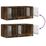 vidaXL Table basse avec portes en verre chêne fumé 102x50x42 cm