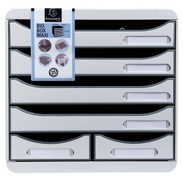 Module De Classement Big Box Maxi 6 Tiroirs Office - Gris Lumière - Exacompta
