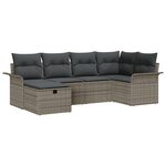 vidaXL Ensemble de Canapés de Jardin de 6 Pièces avec Coussins Gris Rattan Polyéthylène
