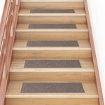 vidaXL Tapis d'escalier autocollants Rectangulaire 15Pièces 76x20cm Crème
