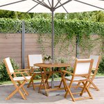 vidaXL Ensemble à manger de jardin 5 Pièces blanc crème tissu bois massif