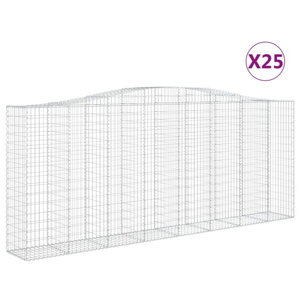 vidaXL Paniers à gabions arqués 25 Pièces 400x50x160/180 cm fer galvanisé