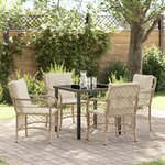 vidaXL Ensemble de Salle à Manger de Jardin 5 Pièces avec Coussins Beige Poly Rattan