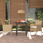 vidaXL Ensemble à manger de jardin et coussins 3 Pièces Poly rotin Beige
