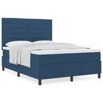 vidaXL Lit avec Sommier Bleu 140x190 cm Tissu