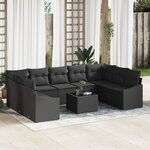 vidaXL Set de canapé de jardin 10 pièces avec coussins beige poly rotin