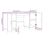 vidaXL Bureau sonoma gris 140x50x75 cm bois d'ingénierie