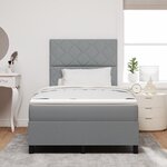vidaXL Lit avec sommier avec matelas & lumière LED Gris clair 120x190 cm Tissu