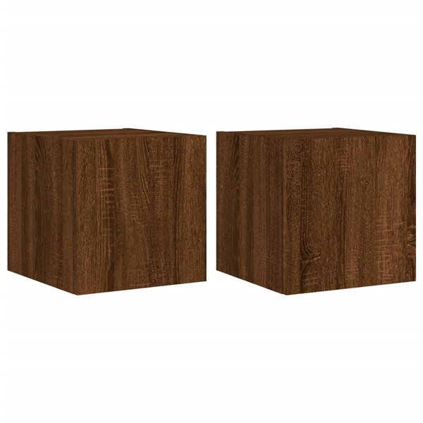 vidaXL Meubles TV muraux lumières LED 2 Pièces chêne marron 30 5x35x30 cm