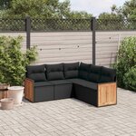 vidaXL Salon de jardin 5 Pièces avec coussins noir résine tressée
