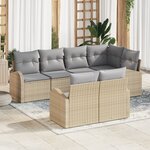 vidaXL Ensemble de canapé de jardin 7 pièces avec coussins en rotin poly beige