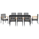 vidaXL Set de 9 chaises de jardin avec coussins - Rattan poly noir