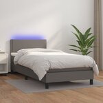 vidaXL Sommier à lattes de lit et matelas LED Gris 80x200cm Similicuir