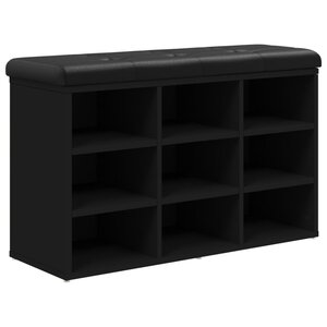 vidaXL Banc à chaussures noir 82x32x50 cm bois d'ingénierie
