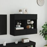 vidaXL Meuble TV mural avec lumières LED noir 78 5x30x60 5 cm