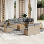 vidaXL Salon de jardin avec coussins 9 Pièces beige résine tressée