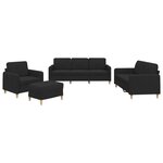 vidaXL Ensemble de canapés 4 Pièces avec coussins Noir Tissu