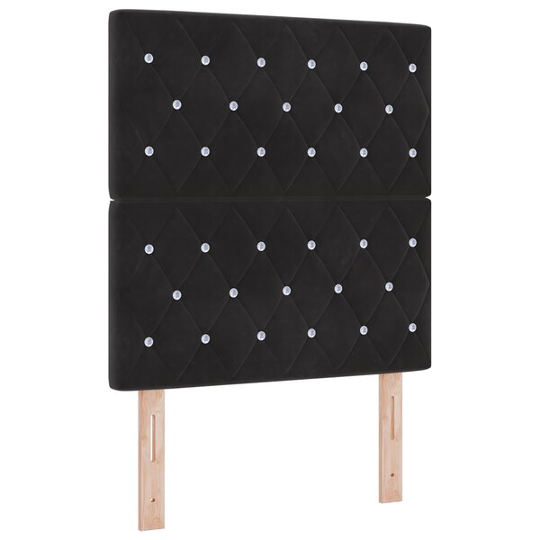 Tête de lit vidaXL noire capitonnée avec boutons en cristal 80 cm en velours
