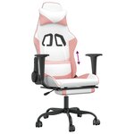 vidaXL Chaise de jeu avec repose-pied Blanc et rose Similicuir