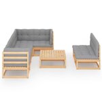 Salon de jardin meuble d'extérieur ensemble de mobilier 8 pièces avec coussins bois de pin massif 02_0017536