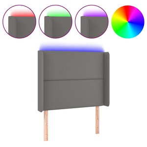 vidaXL Tête de lit à LED Gris 83x16x118/128 cm Similicuir