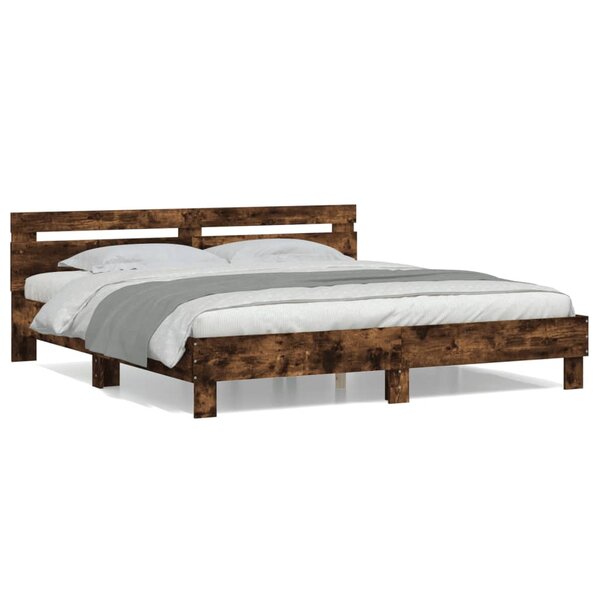 vidaXL Cadre de lit sans matelas chêne fumé 180x200 cm