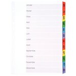 Jeu ntercalaires 12 touches de janvier à décembre format A4
