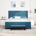 vidaXL Lit à ressorts avec matelas et banc bleu foncé 180x200 cm en velours