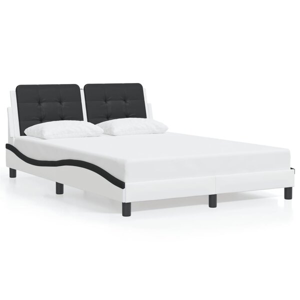 vidaXL Cadre de lit sans matelas blanc et noir 140x200 cm similicuir