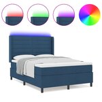 vidaXL Lit avec sommier et matelas & LED bleu 140x190 cm en tissu